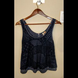 Boho navy & baby blue blouse